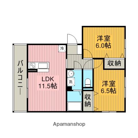 ラークヒルズC(2LDK/3階)の間取り写真