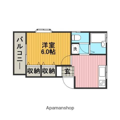 メゾンドール若松Ⅱ(1K/1階)の間取り写真