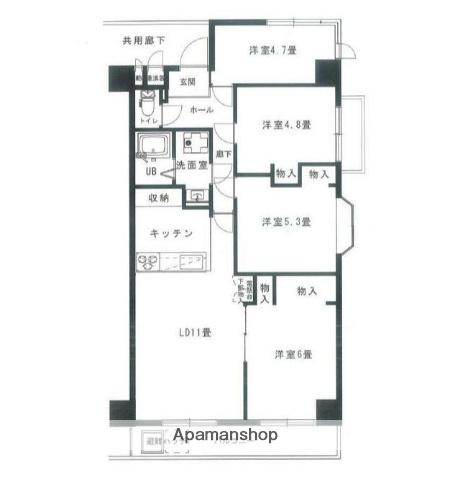 恒陽マンション小田急相模原(4LDK/5階)の間取り写真