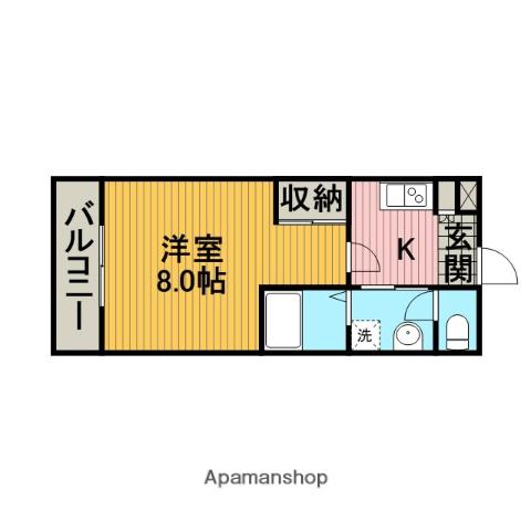 アプリコーゼ相模が丘(1K/3階)の間取り写真