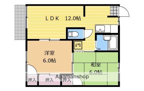 フォーブル橘(2LDK/1階)の間取り写真