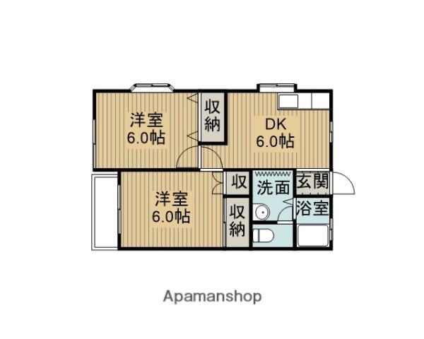 ドエルエイト(2DK/2階)の間取り写真
