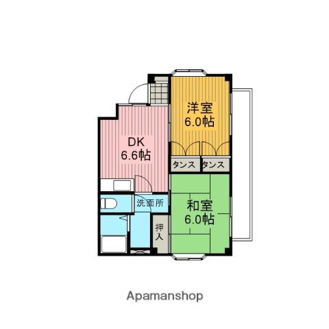 ハイツウェルネスⅡ(2DK/2階)の間取り写真