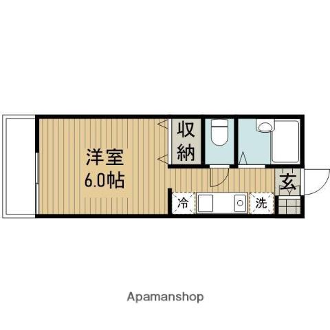 ニューパレス北里Ⅱ(1K/1階)の間取り写真