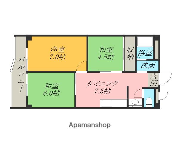アパートメント松ヶ枝Ⅱ(3DK/5階)の間取り写真