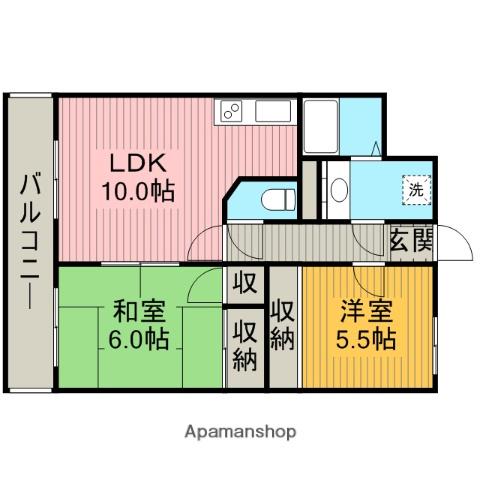 グラン・コンフォート16(2LDK/4階)の間取り写真