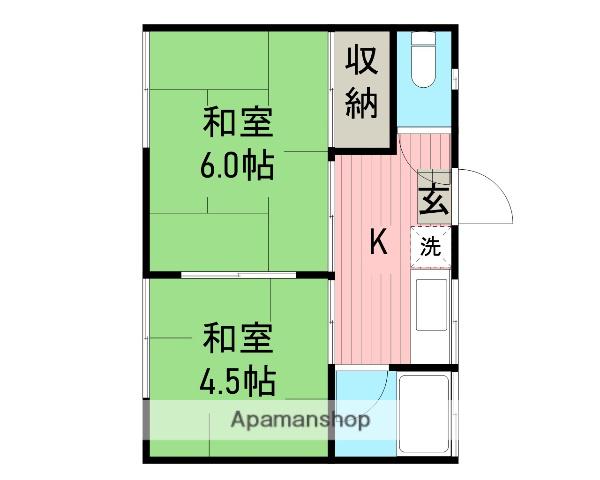 ハイツ三愛(2K/2階)の間取り写真