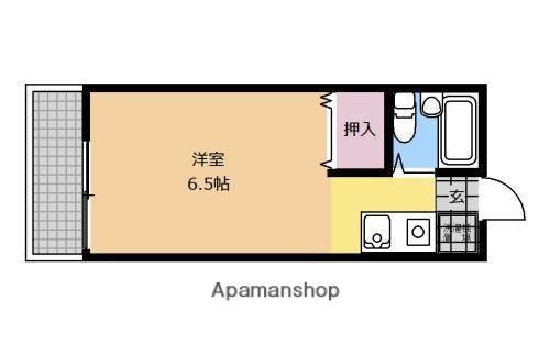 小田急電鉄小田原線 小田急相模原駅 徒歩19分 2階建 築34年(ワンルーム/1階)の間取り写真