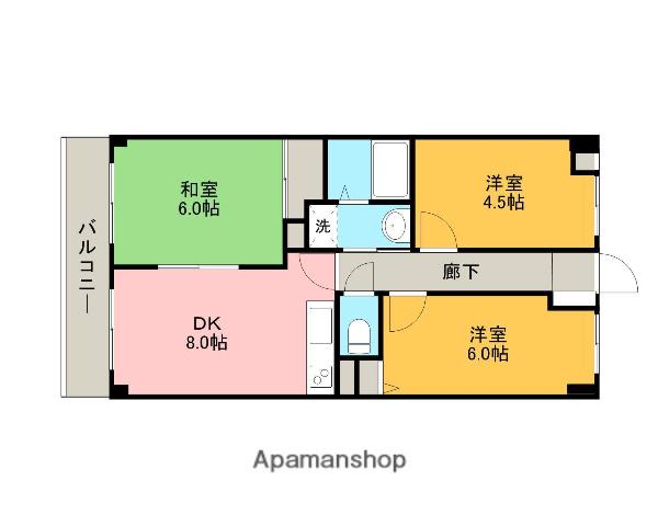 ラフィネ相武台Ⅱ(3DK/2階)の間取り写真