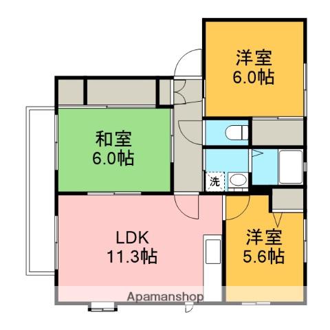セレスコートB(3LDK/2階)の間取り写真