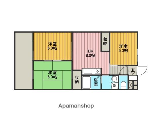 リバティーヒルズ21(3DK/1階)の間取り写真
