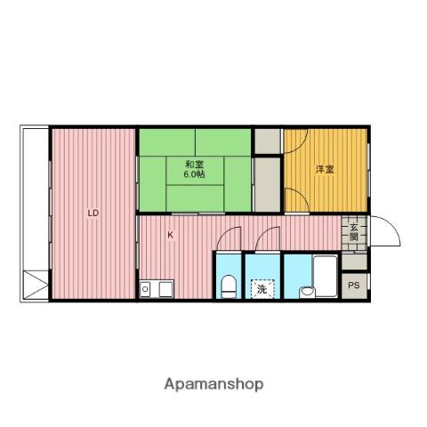 平マンション(2LDK/2階)の間取り写真