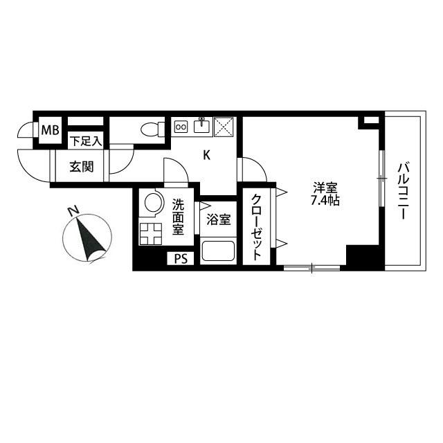 アンプルール ベトン相武台(1K/4階)の間取り写真