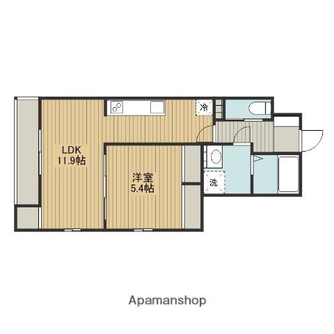 小田急電鉄小田原線 小田急相模原駅 徒歩3分 3階建 築9年(1LDK/1階)の間取り写真