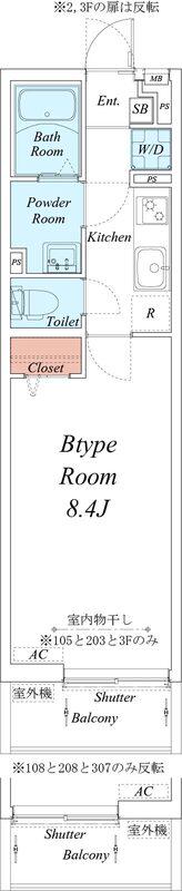 リブリ・ステッラ・ポラーレ相模大野(1K/1階)の間取り写真