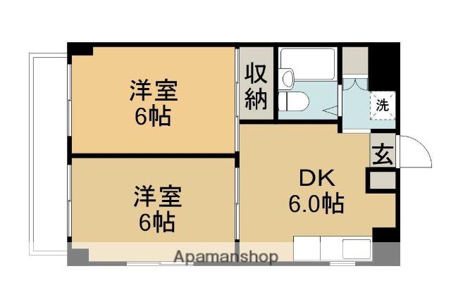 第21岩波ビル(2DK/1階)の間取り写真
