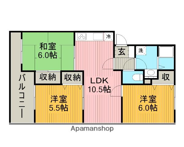 ハイムさがみの園ビー(3LDK/3階)の間取り写真