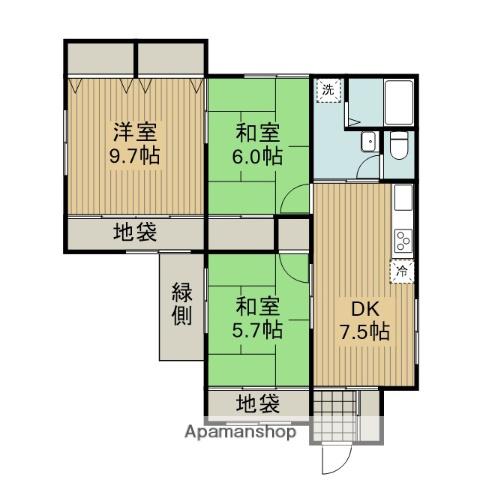東急田園都市線 中央林間駅 徒歩1分 2階建 築45年(3DK)の間取り写真