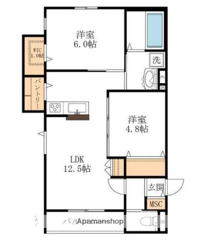 LA BARONE(2LDK/3階)の間取り写真