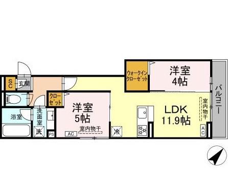 コルトレイク(2LDK/3階)の間取り写真