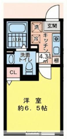 リアフォンテーヌ橋本(1K/1階)の間取り写真