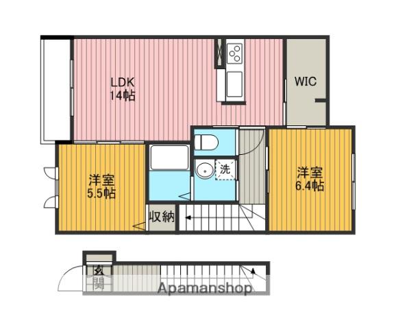 カーサⅥ(2LDK/2階)の間取り写真
