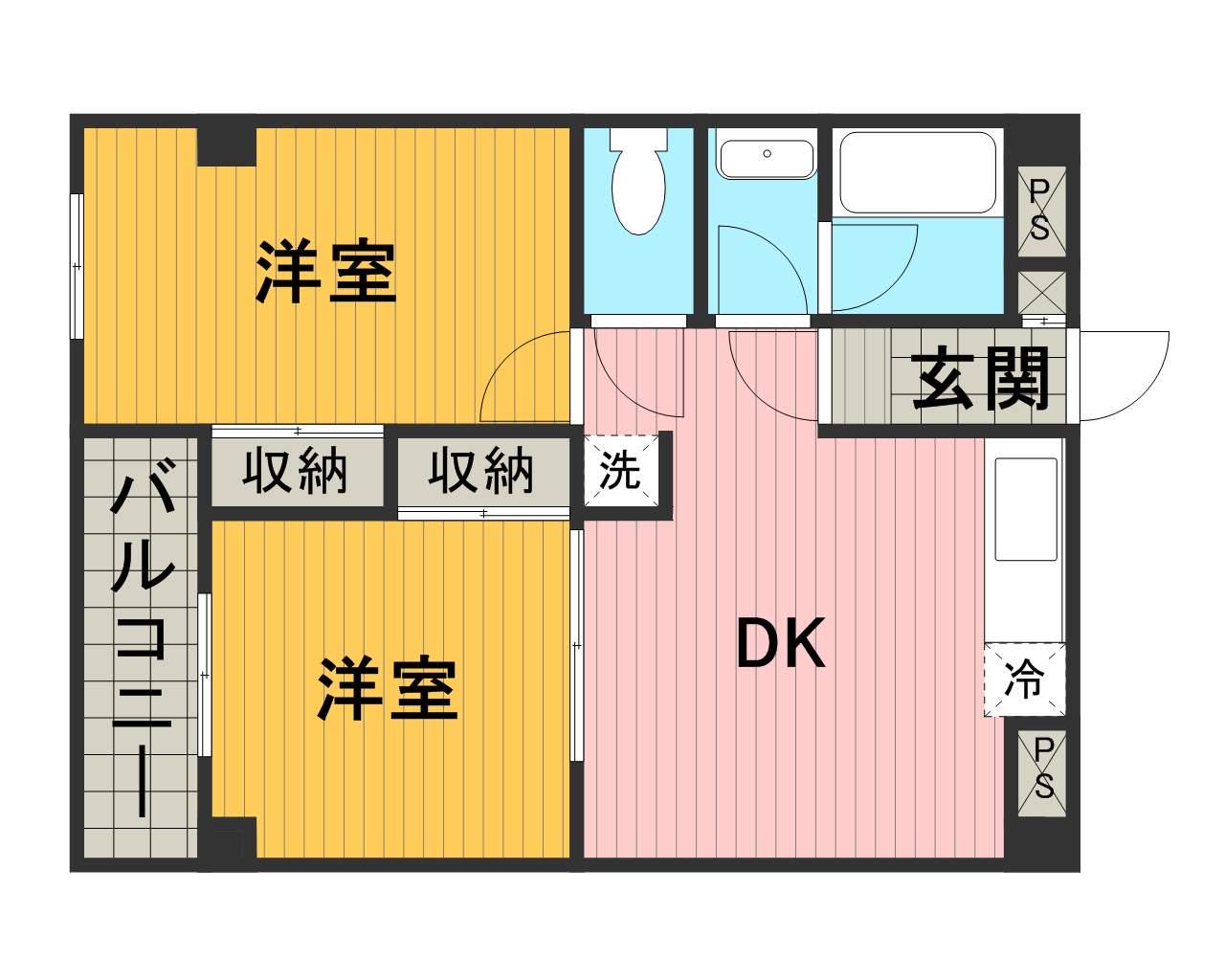 ベルカント相模大野(2DK/7階)の間取り写真
