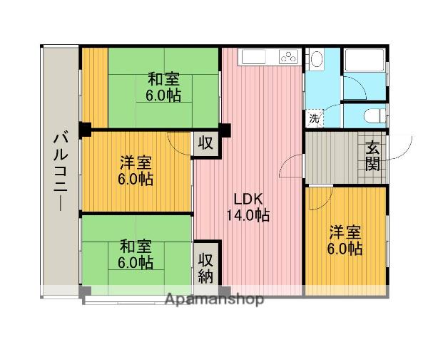 久保田ビル(4LDK/3階)の間取り写真