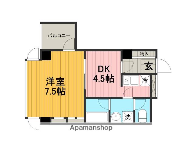 アリオス北里(1DK/4階)の間取り写真