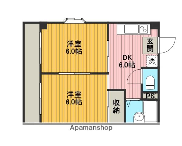 ジェイハイム麻溝台(2DK/3階)の間取り写真