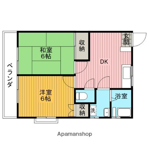 アベリアクレストA(2DK/2階)の間取り写真