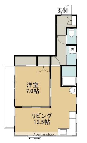 日下部ハイツ(1LDK/2階)の間取り写真