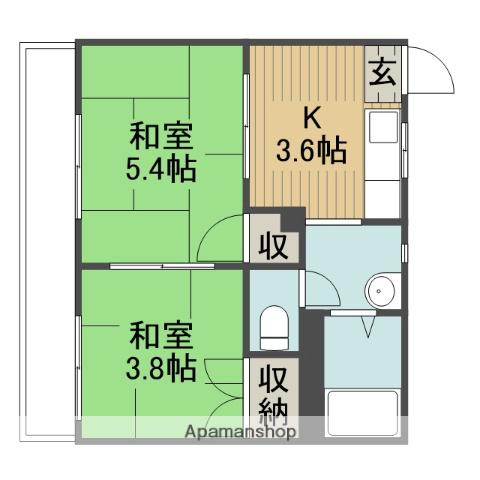 エスポワール(2K/1階)の間取り写真