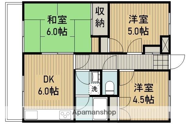 エクセルハイツヤマネⅡ(3DK/2階)の間取り写真
