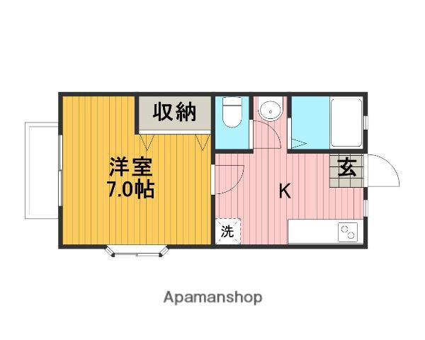 K2北里(1K/1階)の間取り写真