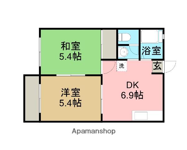 エクセルスリー(2DK/2階)の間取り写真