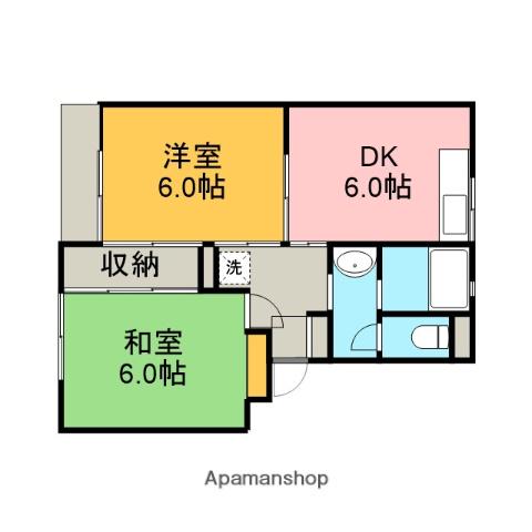 ベストパピヨン(2DK/3階)の間取り写真