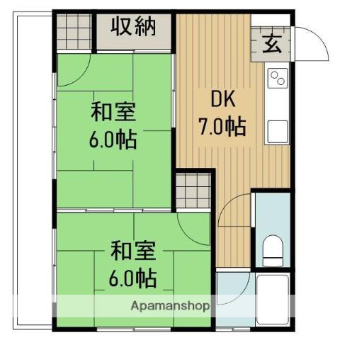 井上コーポ(2DK/2階)の間取り写真