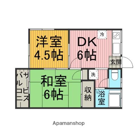 ハイツエフワイⅠ号棟(2K/2階)の間取り写真