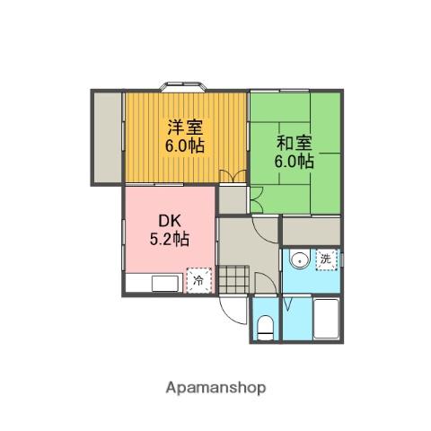 ルーバン(2K/2階)の間取り写真