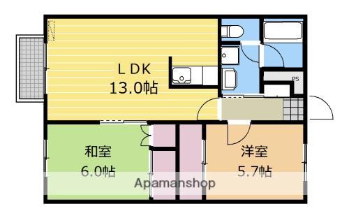 ベルフォーレ榛名坂1(2LDK/2階)の間取り写真