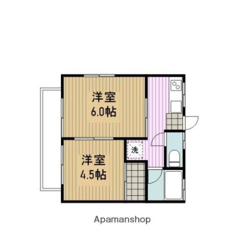 コーポ石川(2K/2階)の間取り写真