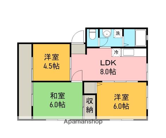 サンヴィレッヂ東 A(3DK/1階)の間取り写真