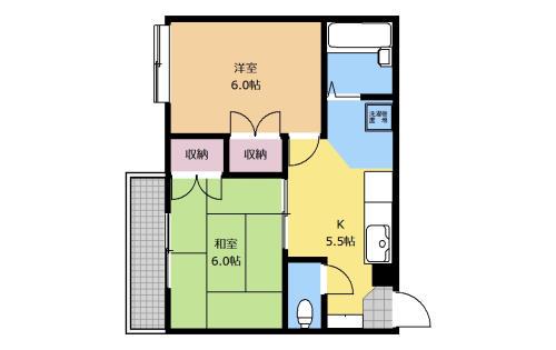アスカコート相模原(2K/4階)の間取り写真
