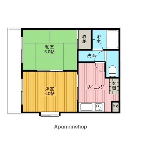 コスモタウン淵野辺(2DK/4階)の間取り写真