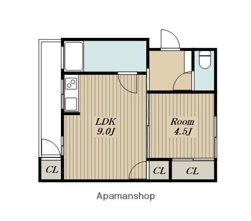 アサヌママンション(1LDK/2階)の間取り写真