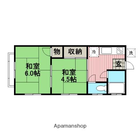 ふじみコーポ(2K/1階)の間取り写真