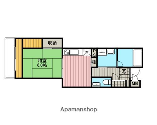 コーポカヤⅢ(1K/2階)の間取り写真