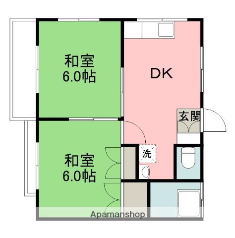 シノザキハイム(2DK/2階)の間取り写真