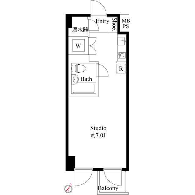 ヴィラレーブ相模が丘(ワンルーム/2階)の間取り写真